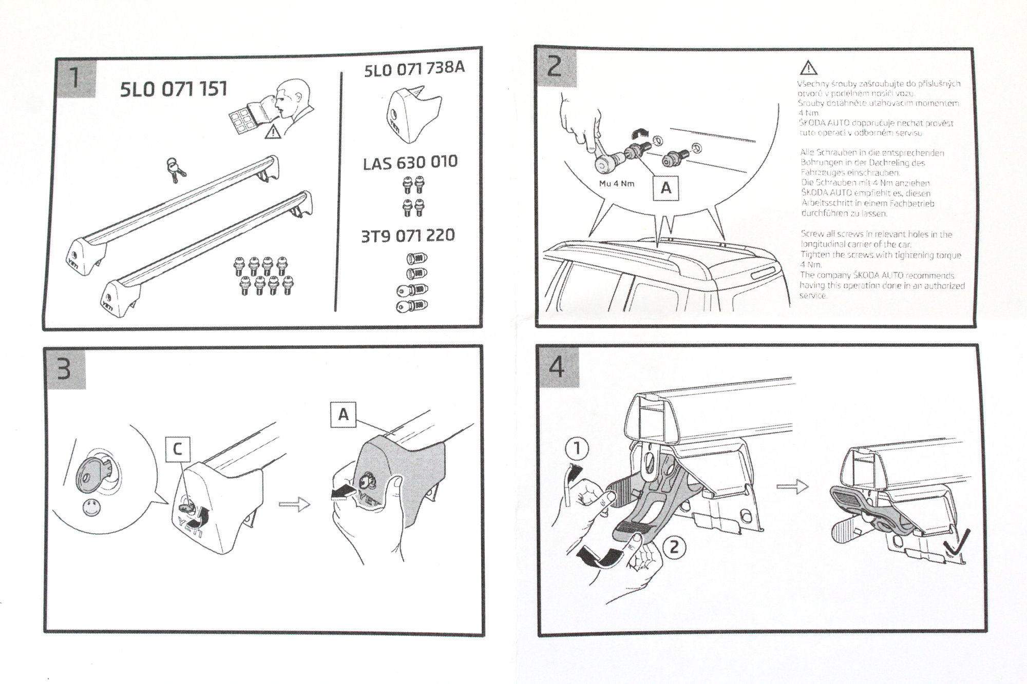 4 Stück Fixierschraubensatz Befestigungsbolzen Dachträger